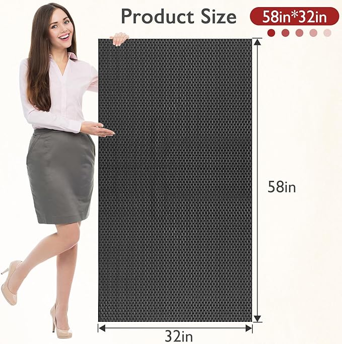 Extra Large Non-Slip Shower Mat, Fast-Dry PVC Bath Stall & Tub Mat, Drain-Hole Design,for Shower Stall Tub for Elderly/Kids，Non Slip Bathroom Safety Accessory，Black 32"x58"