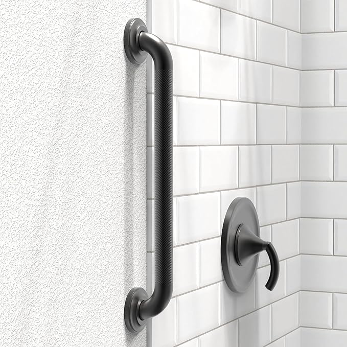 1-1/4" Knurled Grab Bar, ADA Compliant Bath Safety Shower Handrail, Bathroom Mobility Aid Handle for Seniors and Disabled, Heavy Duty 500lbs Support