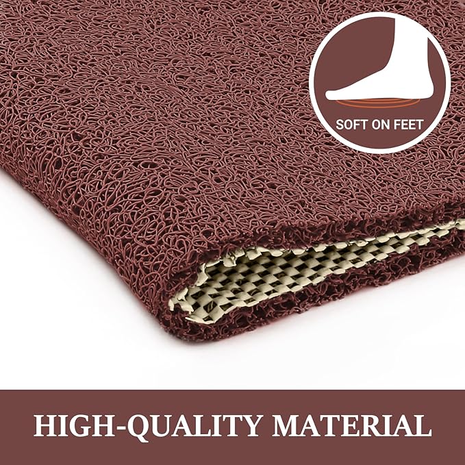 LuxStep Shower Mat Bathtub Mat,40x16 inch, Non-Slip Bath Mat with Drain, Quick Drying PVC Loofah Bathmat for Tub,Shower,Bathroom,Reddish Brown
