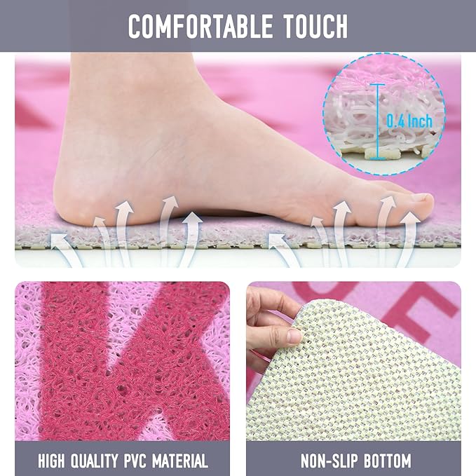 Square Shower Mat, 24 x 24 Inch Non Slip Get Naked Shower Stall Mat, Quick-Dry PVC Loofah Bath Mat for Shower Tub Bathroom