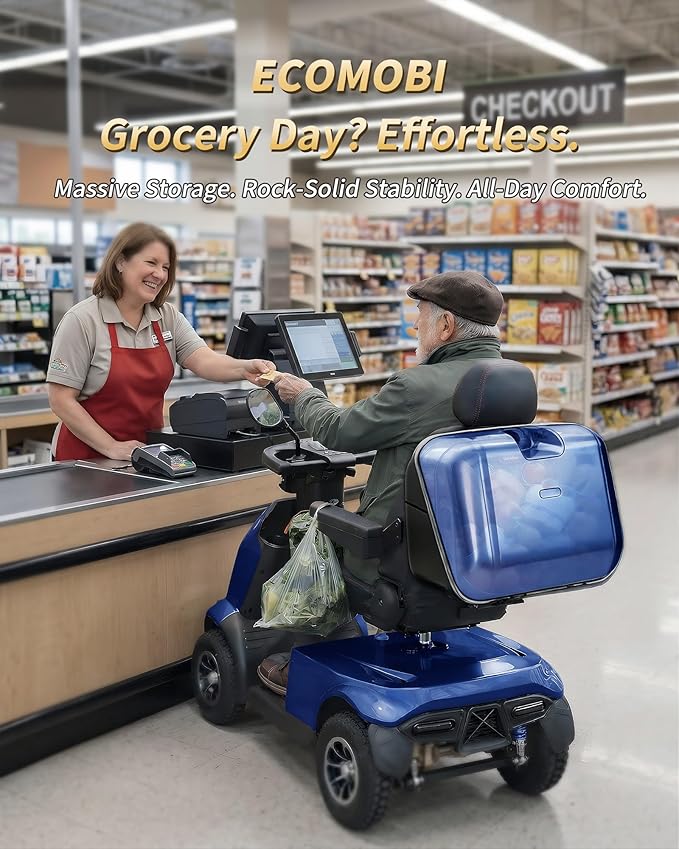 Ecomobi All-Terrain Heavy Duty Mobility Scooter for Seniors & Adults, 1000W Powerful Motor, 550 lbs Weight Capacity, 32 Mile Extended Range, 9 MPH, 13” Pneumatic Tires, Full Suspension, FDA Cleared