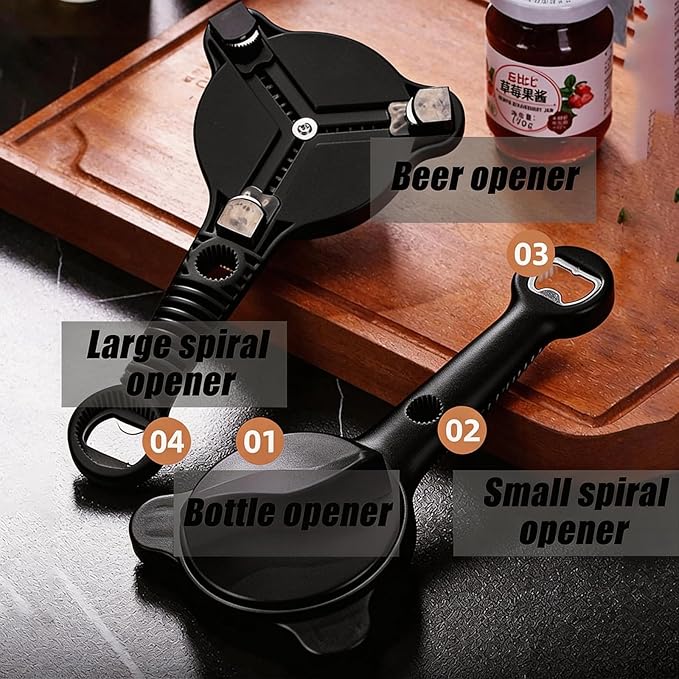 Multi Functional Jar Opener & Bottle Opener with Bonus Non-Slip Grip Cover, Effortless Lid Remover for Seniors, Weak Hands & Women, Kitchen Gadget