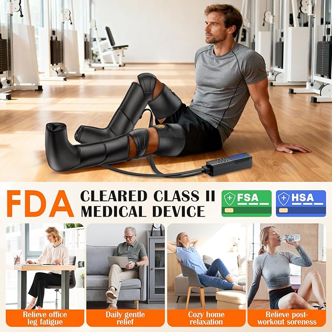 Gifts for Mom Dad Seniors, Leg Compression Massager with Heat, Air Compression Boots for Circulation & Pain Relief, 6 Modes, 9 Intensities, 3 Heating