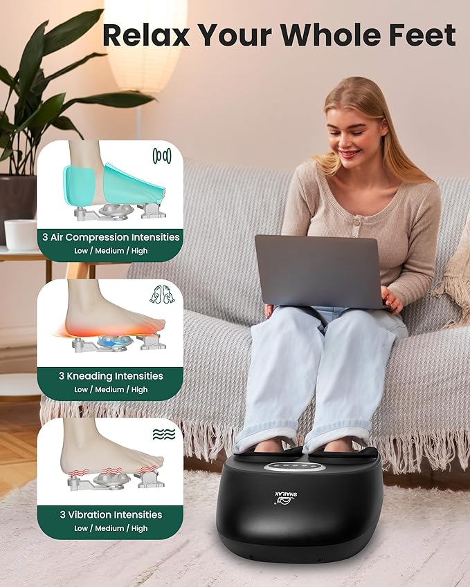 Snailax Foot Massager with Heat, Remote Control, Shiatsu Foot Massager Machine with Deep Kneading, Rolling, Compression, Vibration, Size 13, Gift for Mom