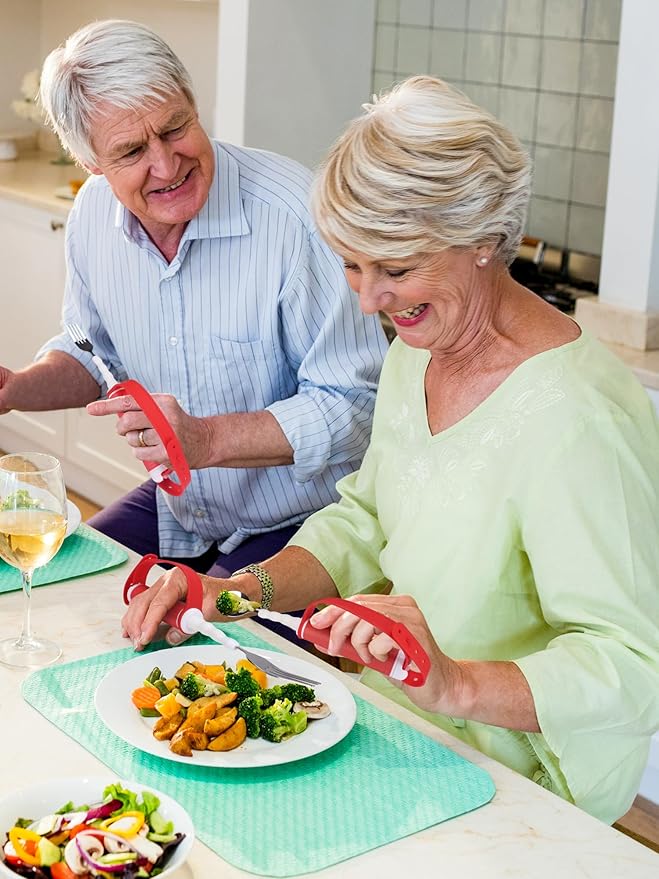 Adaptive Utensils for Disability Gadgets Swivel Fork Spoon Easy Grip Safe Stainless Steel,for Hand Tremors Parkinson's patients, 360° Rotatable Alzheimers Handicap accessories for daily living Elderly