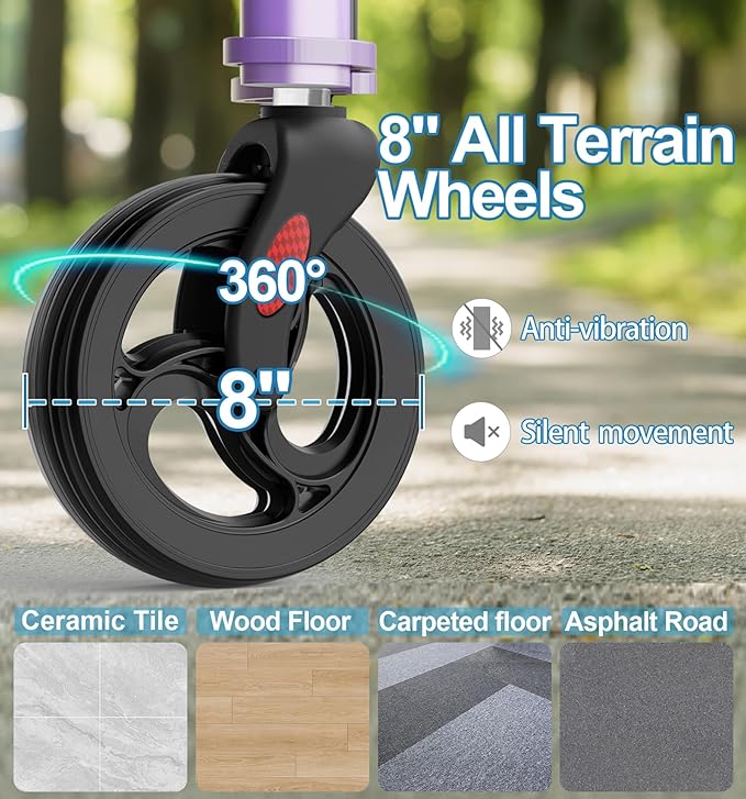 HOMLAND 3 Wheel Walkers for Seniors, Foldable Wheeled Rollator with Cane Hold and Cup Hold, Lightweight Three Wheel Rolling Walker Height Adjustable for Seniors