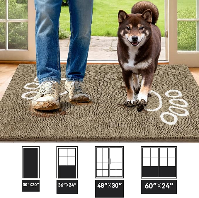 Bcoimo Super Absorbent Dog Door Mat, 48"*30" Anti Slip Mat for Muddy Paws, Pet Rugs for Dirty Paws Washable that Absorbs Moisture and Dirt, for Dog Cage and Pet Resting Carpet