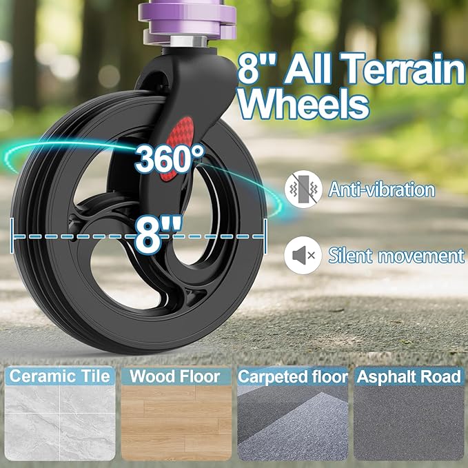 HOMLAND 3 Wheel Walkers for Seniors, Foldable Wheeled Rollator with Cane Hold and Cup Hold, Lightweight Three Wheel Rolling Walker Height Adjustable for Seniors