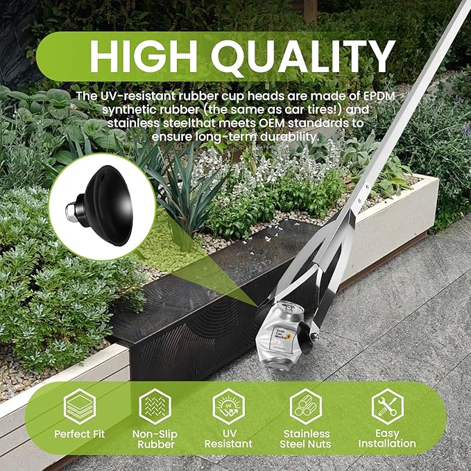 Zookpr Replacement Gripper Cups for Arcmate EZ Reacher Accessory Tips, Outdoor Heavy Duty Gripper Reacher Grabber Tool, UV Resistant, Rubber Cups with Locknuts, Black, 2 Pairs(4 Cups)