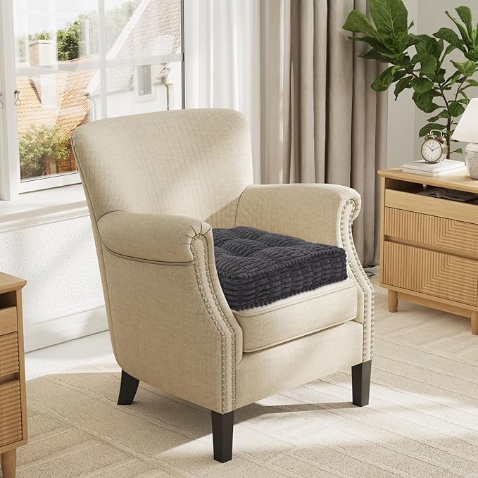 idee-home Recliner Cushions for Elderly, 20x20x5 Inch Corduroy Recliner Seat Cushion Tufted, Large Square Seat Cushion for Recliner Chair, Floor Pillow, Boosting Support Reduce Hip & Lumbar Pain, Grey