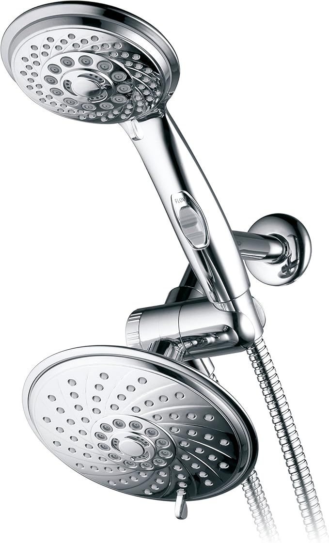 HotelSpa - Shower Heads with Handheld Spray - High Pressure Shower Head - 6 Inch Showerhead, 4 Inch Handheld Shower Head - 2-in-1, 30-Setting Shower Heads, 5-to-7 Foot Shower Hose, Showerspa (Chrome)