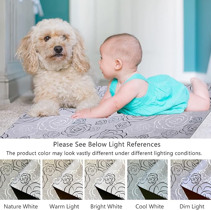 1/10 Inch Ultra Thin 24"×35" Large Front Door Mat Indoor Entrance Inside Non Slip, Waterproof Rubber Kitchen Mat and Interior Home Washable Door Mat, Rose Grey