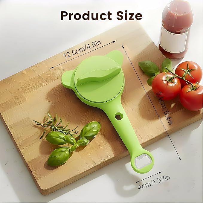 4-in-1 Adjustable Jar Opener – Stainless Steel Lid & Bottle Opener, Heavy Duty Easy Grip for Weak Hands, Fits 1–4 Inch Caps, Kitchen Tool for Seniors & Arthritis (Green)