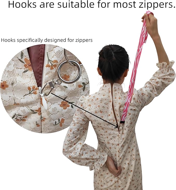 Dress Zipper Pull Helper | Zipper Puller Helper for Easy Dressing | Zipper Helper Tool for Smooth Operation (Pink)