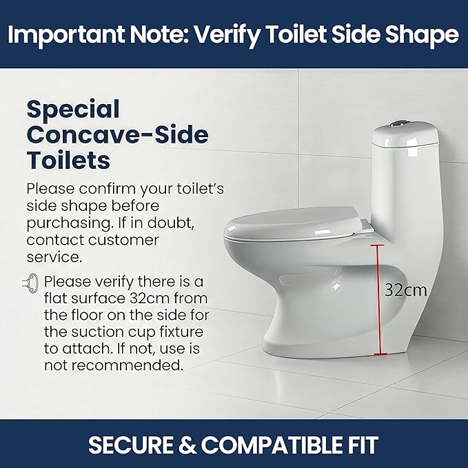 Toilet Safety Rail for Seniors - 300LBS Sturdy Adjustable Bathroom Assist Handle with Suction Cups, Tool-Free Installation, Ideal for Elderly, Post-Surgery, Mobility Impaired & Disabled