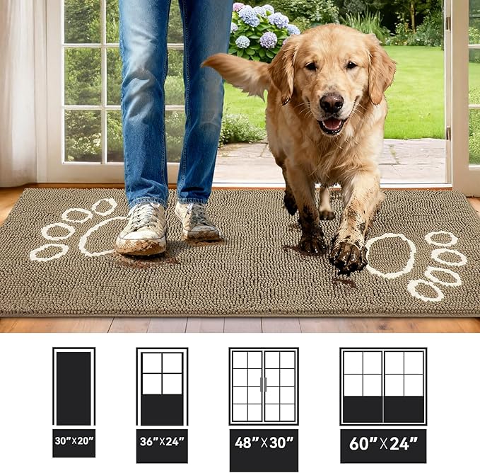 Bcoimo Super Absorbent Dog Door Mat, 60"*24" Anti Slip Mat for Muddy Paws, Pet Rugs for Dirty Paws Washable that Absorbs Moisture and Dirt, for Dog Cage and Pet Resting Carpet