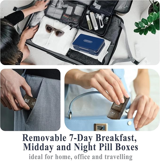 Supplement Vitamin Holder Weekly Pill Organizer Box,Pastilleros para Medicamentos,Vitamin Medicine Pills Organizer Case Container