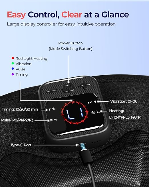 4-in-1 Cordless Knee Massager with Heat and Red Light Therapy for Knees, 6 Vibration & 4 Pulses Knee Pain Relief Device for Shoulder Elbow, Perfect for Women Men Seniors