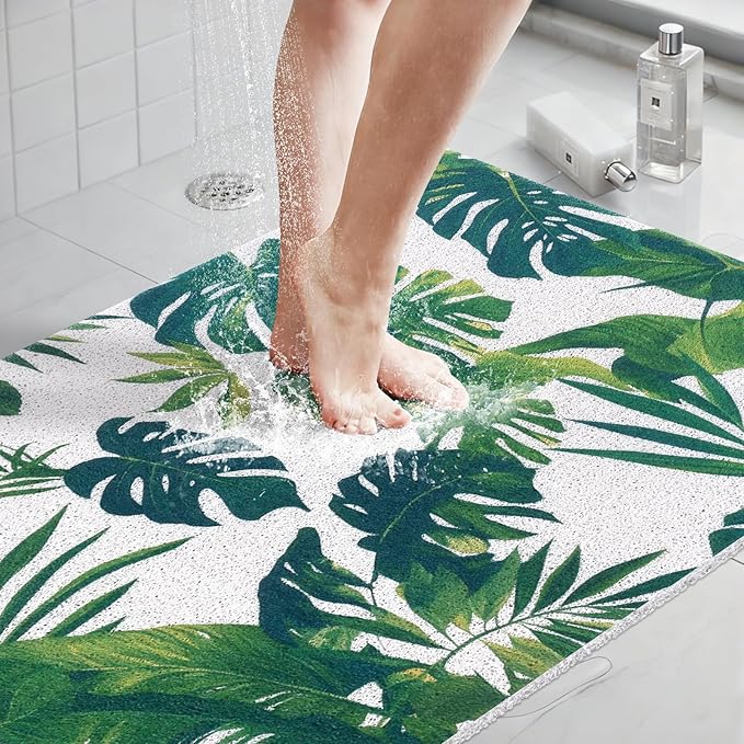Extra Large Shower Mat: 24 X 36 Inch Stylish Shower Mats for Inside Shower - Soft PVC Loofah Trimmable Non Slip Shower Mat for Elderly, Quick Drying