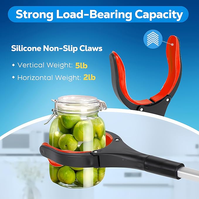 Grabber Reacher Tool - 43” Extra Long Foldable Gripper and Reaching Tool - Heavy Duty Pick Up Stick Grabbers for Seniors, Trash, Surgery Recovery Must Haves Gifts (Red-43in)