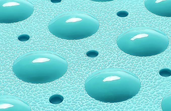 Extra-Long Non-Slip Bathtub & Shower Mat 39”x16” (Smooth/Non-Textured Tubs Only) Safe, Clean, Machine-Washable, Superior Grip&Drainage, Vinyl, Opaque Turquoise/Green-Blue