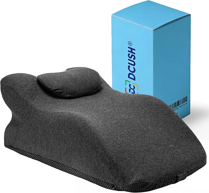 Contoured Memory Foam Pillow with Removable Headrest, Wedge Pillows, Massages, Reading, Relaxing & Leg Elevation, Removable Washable Cover, Anti-Slip Base