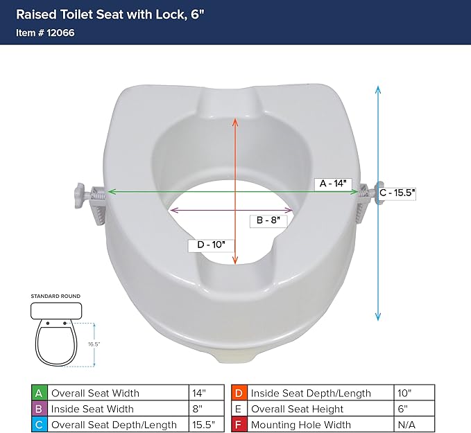Drive Medical 12066 Premium Raised Toilet Seat, Standard Seat, White