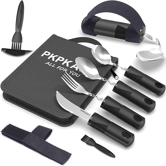 Adaptive Utensils for Parkinsons Patients Elderly, Weighted Utensils for Hand Tremors, Parkinsons Eating Utensils for Disabled People, Weighted Silverware for Hand Tremors Arthritic Hands