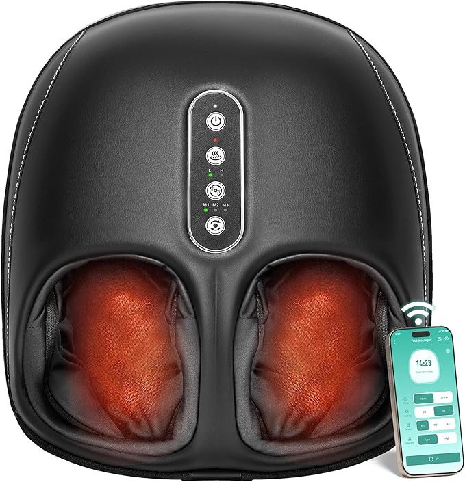 Nekteck Shiatsu Foot Massager with Heat, Foot Massager Machine for Plantar Fasciitis, Neuropathy Pain, Deep Kneading, Air Compression, Remote APP Control, Gifts for Mom Her Him, Fits Up to 13"
