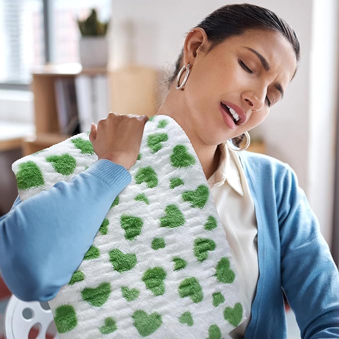 HELLOMOTO 12" x 24" Heating Pad for Back Pain Relief, 12 Heat Settings Electric Heating Pad for Neck and Shoulder, Machine Washable, Moist Heat Pad(Green)