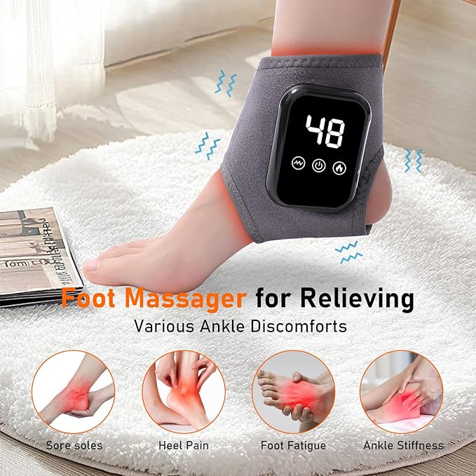 Foot Renew Triple Method Massager, Cordless & Portable Ankle Massager, With Three Levels of Vibration and Heating, Relieves Foot and Ankle Discomfort, Suitable for Home and Travel Use (2pcs)
