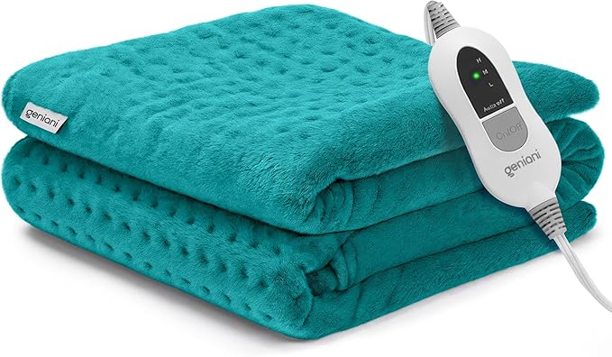 GENIANI Electric Heating Pad for Back Pain & Cramps Relief, Electric Throw, Auto Shut Off, Machine Washable, Moist Heat Pad for Neck & Shoulder - Mother’s Day Gifts, 12x24 Viridian Green