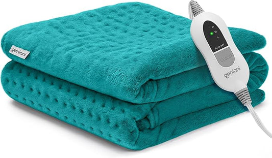 GENIANI Electric Heating Pad for Back Pain & Cramps Relief, Electric Throw, Auto Shut Off, Machine Washable, Moist Heat Pad for Neck & Shoulder - Mother’s Day Gifts, 12x24 Viridian Green