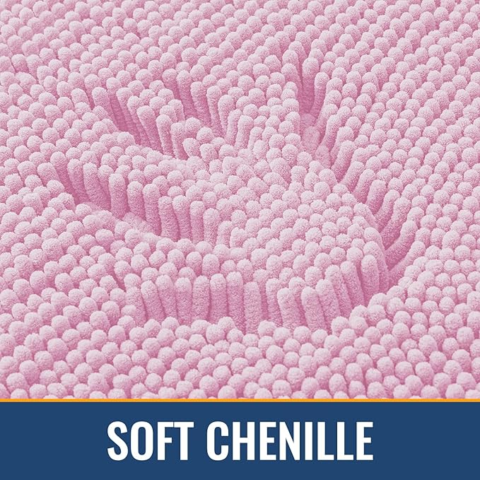 Arotive Bathroom Rugs 30x20, Extra Soft Absorbent Shaggy Chenille Bath Rugs, Machine Washable Rubber Backing Non-Slip Bath Mats for Bathroom Floor Tub and Shower, Home Decor Accessories,Pink
