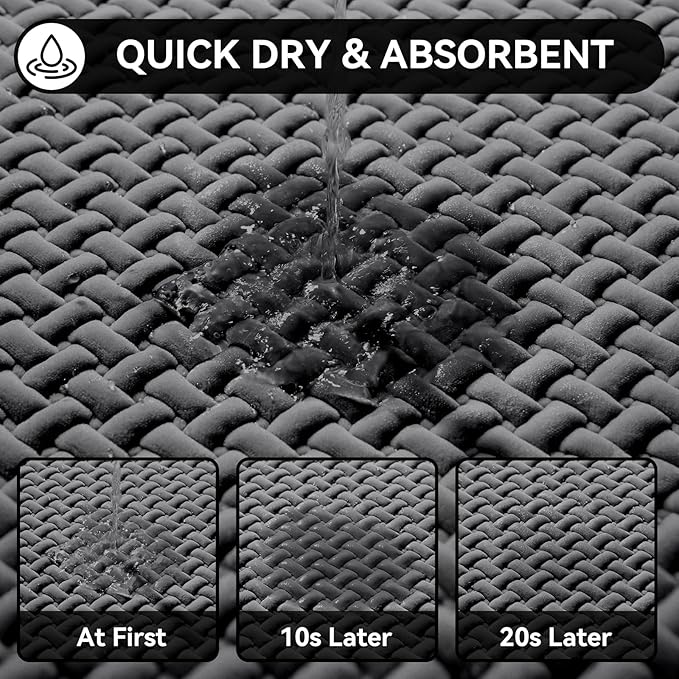 YDKGL Bathroom Rugs Non Slip, Super Absorbent Quick Dry Bath Mats for Bathroom, Foam Weave Texture Thin Bath Rugs Washable with Rubber Backing Fit Under Door Outside Shower,16" x 24“