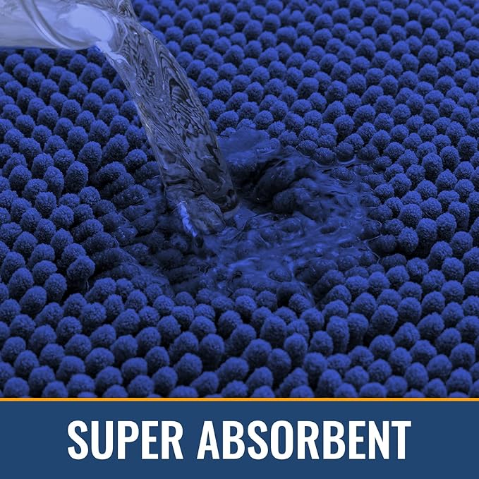 Arotive Bathroom Rugs 24x16, Extra Soft Absorbent Shaggy Chenille Bath Rugs, Machine Washable Rubber Backing Non-Slip Bath Mats for Bathroom Floor Tub and Shower, Home Decor Accessories, Royal Blue