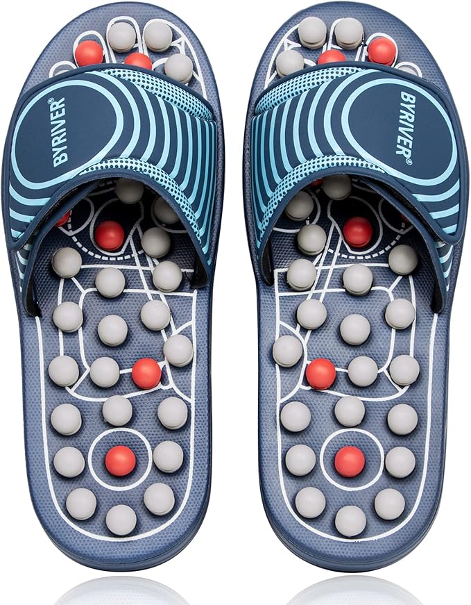 BYRIVER Acupuncture Massage Slippers Sandals Slides Shoes Mat, Arthritis Plantar Fasciitis Foot Neuropathy Pain Relief Massager for Circulation, Mothers Fathers Day Gift for Mom Dad(05S)