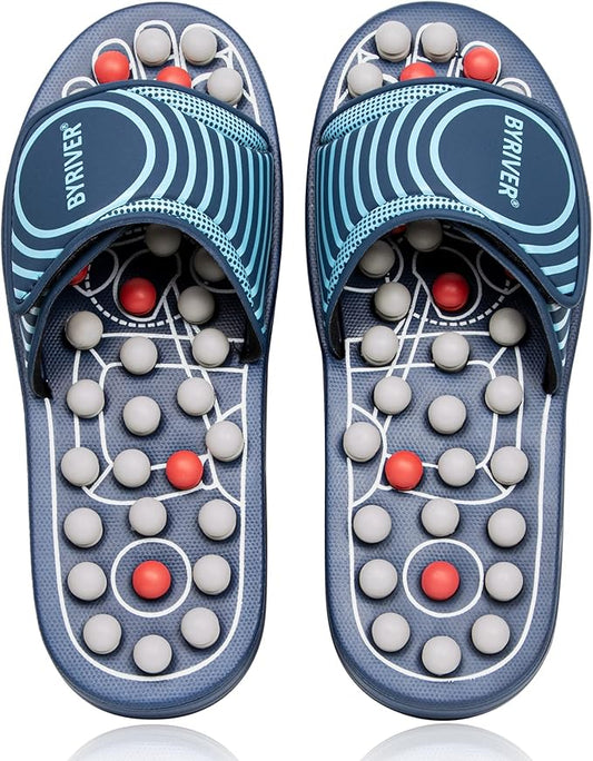 BYRIVER Acupuncture Massage Slippers Sandals Slides Shoes Mat, Arthritis Plantar Fasciitis Foot Neuropathy Pain Relief Massager for Circulation, Mothers Fathers Day Gift for Mom Dad(05S)