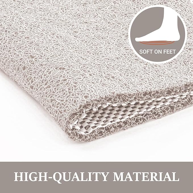 LuxStep Shower Mat Bathtub Mat,36x16 inch, Non-Slip Bath Mat with Drain, Quick Drying PVC Loofah Bathmat for Tub,Shower,Bathroom (Phthalate Free,White)