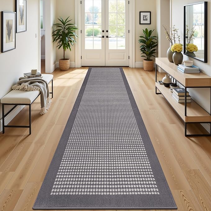 Ileading Runner Rug for Hallways 3'x14' Heavy-Duty Durable Entryway Floor Mat with Non Slip Rubber Backing Low-Pile High Traffic Carpet Machine Washable Accent Rugs for Kitchen, Living Room