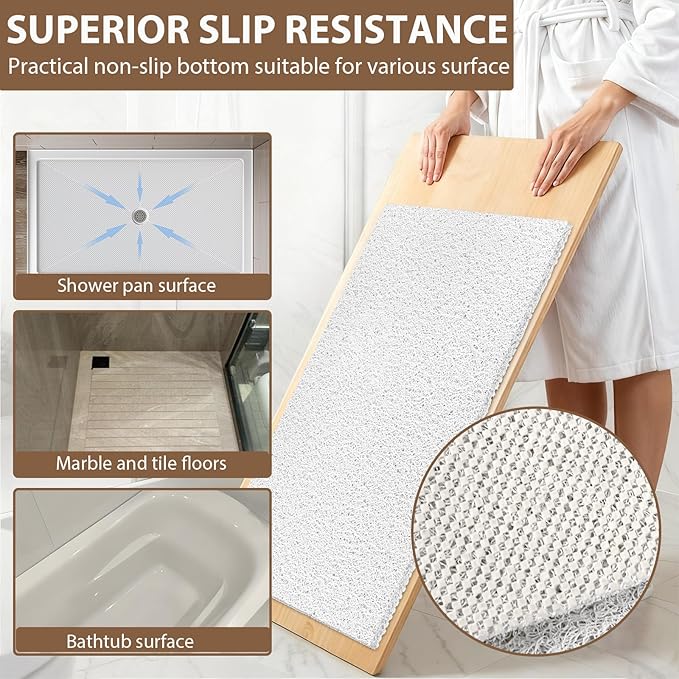 Shower Mat Non Slip: 59 x 34.5 Inch Extra Large Shower Mats for Inside Shower with Drain Hole - Soft PVC Loofah Anti Slip Shower Stall Mat for Walk-in Shower and Bathroom, Quick Drying