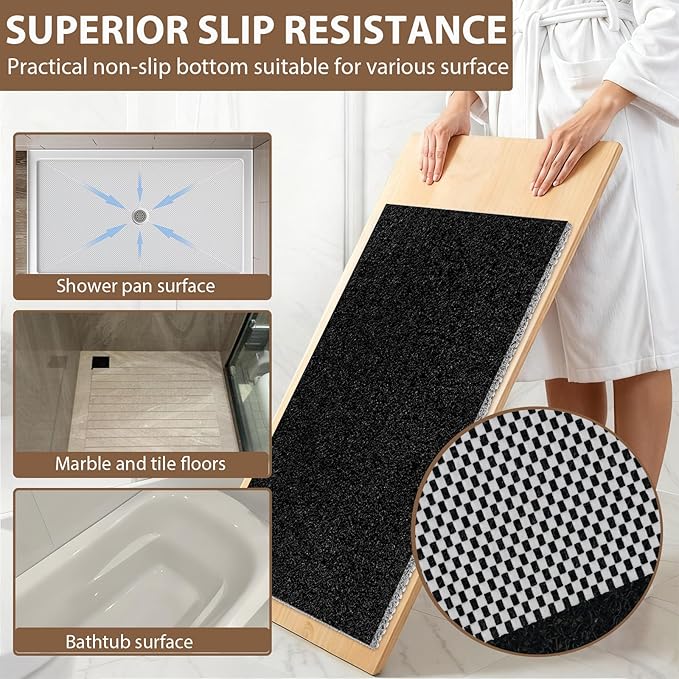 Shower Mat Non Slip: 47.2 x 31.5 Inch Extra Large Shower Mats for Inside Shower with Drain Hole - Soft PVC Loofah Anti Slip Shower Stall Mat for Walk-in Shower and Bathroom, Quick Drying