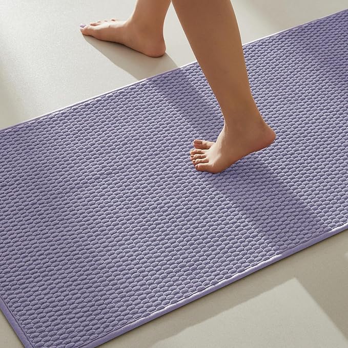 TYUU Bathroom Runner Rug, Long Bath Mat Washable Thin Quick Dry Low Pile Bathroom Runner Rugs 24 x 60 Non Slip, Lavender 24"x60"
