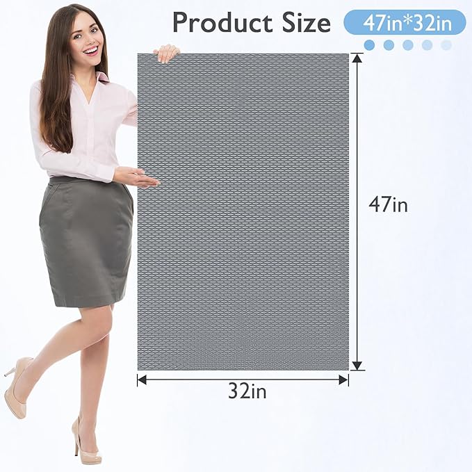 Extra Large Non-Slip Shower Mat, Fast-Dry PVC Bath Stall & Tub Mat, Drain-Hole Design,for Shower Stall Tub for Elderly/Kids，Non Slip Bathroom Safety Accessory，Gray 32"x47"