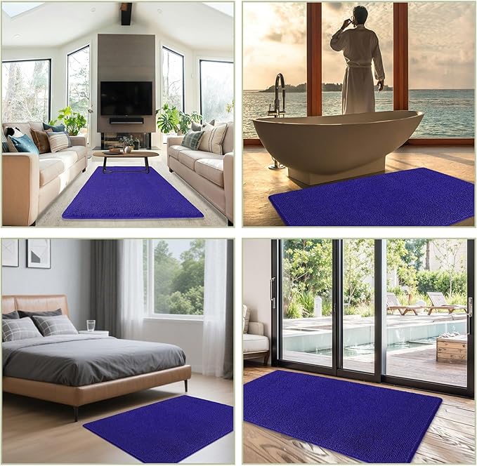 Bathroom Rugs 40 x 60 Inch – Extra Large Bath Mat | Absorbent and Washable Thick Chenille Bath Rugs Non-Slip Runner Rug for Bathroom, Shower, Tub(Royal Blue)