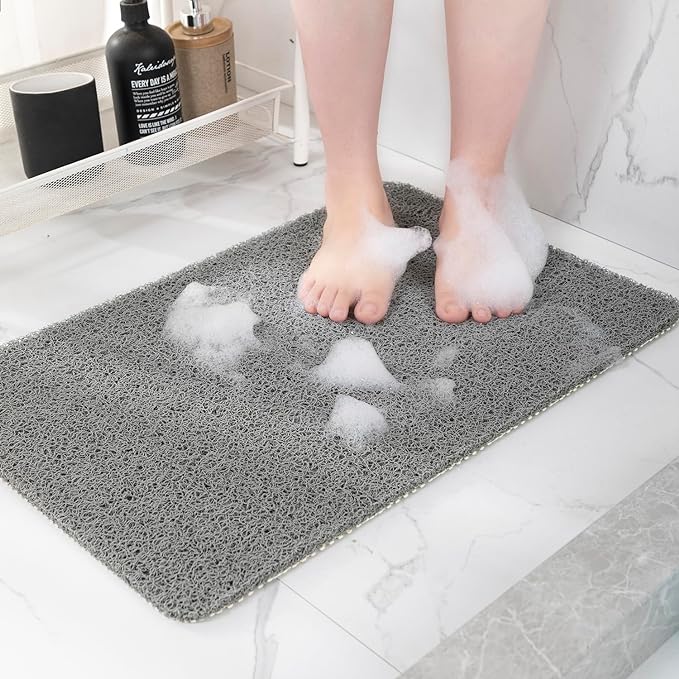 Hargiis Non-Slip Bathtub Mat, Anti Slip Shower Mat, Fast Drying Bathtub Mats, Foot Scrubber Mat, Anti Slip Mat for Tub, Floor, Bathroom, Kitchen, Home, Hotel (Grey 47"×16")