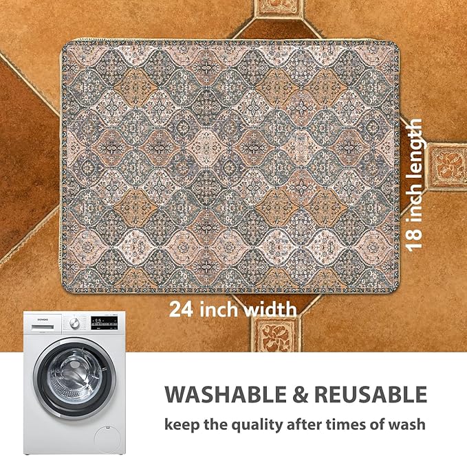 nunubaby Washable Pee Pads for Dogs, Stylish, Non-Slip and Leak-Proof Pee Pads. Reusable Potty Pads for Dogs for Crates and Floors.(Brown/Multi, 18" x24" )