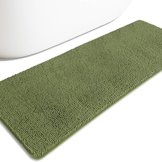 Bathroom Runner Rug 24 x 72 Non Slip – Extra Long Bath Mat | Absorbent and Washable Thick Chenille Runner Rug for Bathroom, Shower, Tub, Sink(Sage)