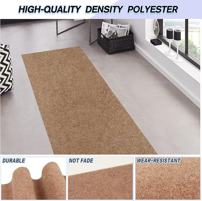 Custom Size Backed Non-Slip Area Rugs Runner, Easy Clean, Waterproof Runner Rugs for Hallway Entryway, Kitchen, Laundry, 4FT x 68FT, Beige