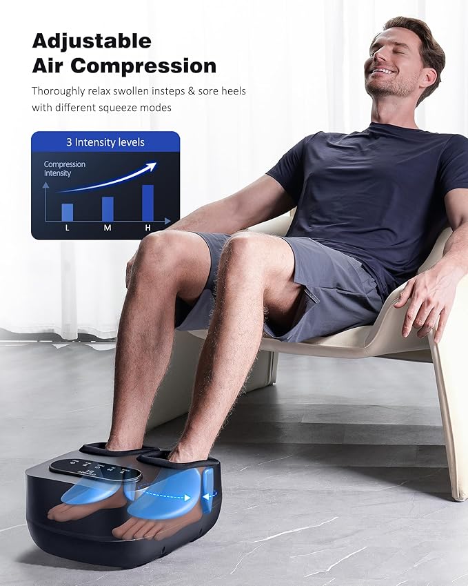 KNQZE Foot Massager with Heat and Remote, Shiatsu Deep Kneading Feet Massager for Plantar Fasciitis & Neuropathy, Foot Warmer, Gifts for Mom Women Men Dad, Fits Up to Men Size 12(Black)